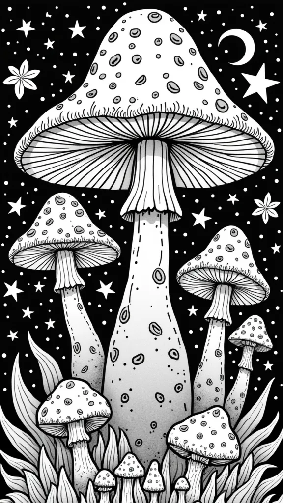 printable trippy mushroom coloring pages